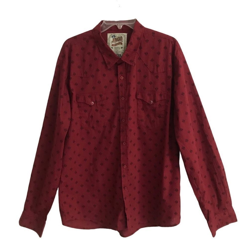 JNCO Vintage Western Spade‎ Button Up Long Sleeve Shirt XXL